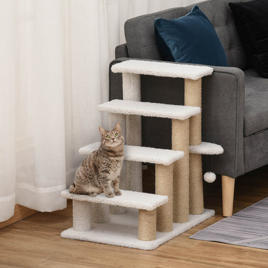 4 Levels Cat Steps with Scratching High Bed